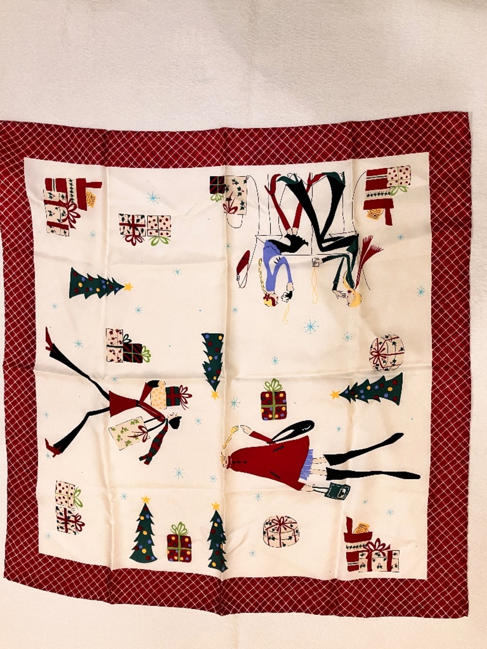 Vintage, 26" silk scarf, Holiday theme, Talbots